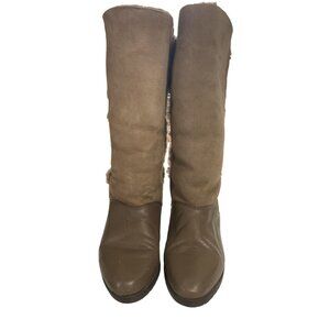 La Canadienne Women's 7.5 Brown Suede Leather Mid-Calf  Shearling Boots Canada